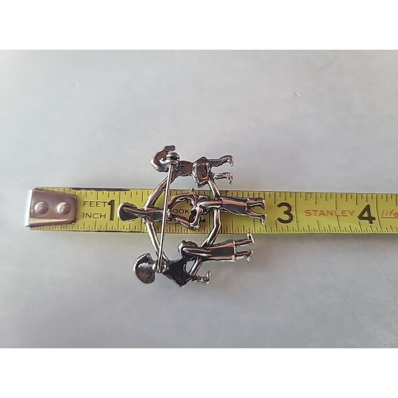 925 Sterling Silver Children Holding Hands Brooch Vintage - Picture 7 of 10
